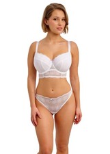 FREYA POSIE WHITE UNDERWIRE PADDED LONGLINE BRA & THONG SET SIZE 30E / 8E