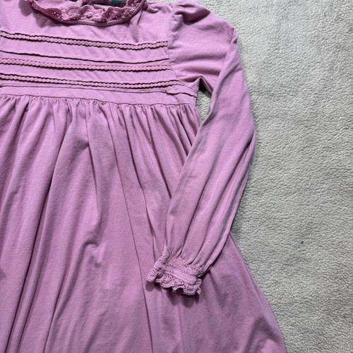 Mini Boden Dress Girls 11-12Y Purple Long Sleeve Lace Trim Ruffle Neckline - Picture 6 of 15