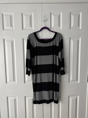 Norma Kamali Dress | Black and grey striped | Size XL | eBay