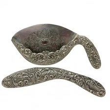 Vintage Silver Plated Silent Butler And Crumb Brush Set- Beautiful!!!