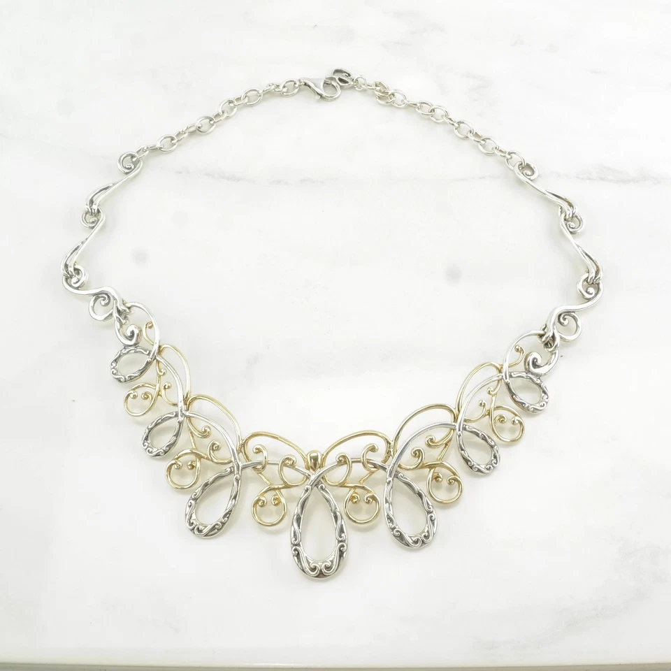 Collar Carolyn Pollack Suroeste Latón Pergamino Declaración Plata Esterlina Foto 2 de 4