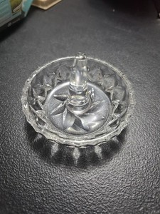 Vintage 24% Lead Cut Glass Pattern Crystal Ring Holder