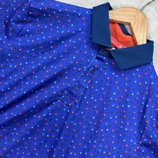 Redvanly Polo Shirt Men's Medium Blue Golf Performance Stretch Casual Golfer AOP