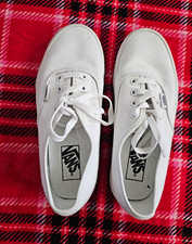 VANS Authentic Men s White Canvas Lace-Up Low Top Rubber Sole Sneaker