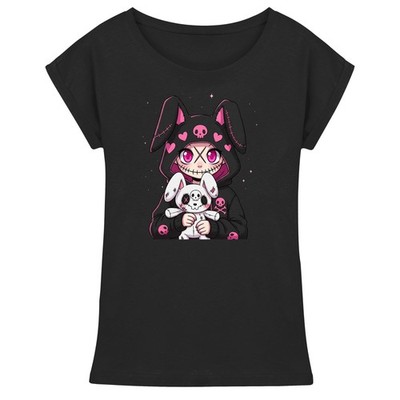 Bunny Anime T Shirt Damen, Pastel Goth, Kawaii Shirt E Girl, Cute Gothic Shirt