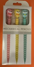 Mechanical Pencils 3 Count Pink Yellow Green Bears New In Box