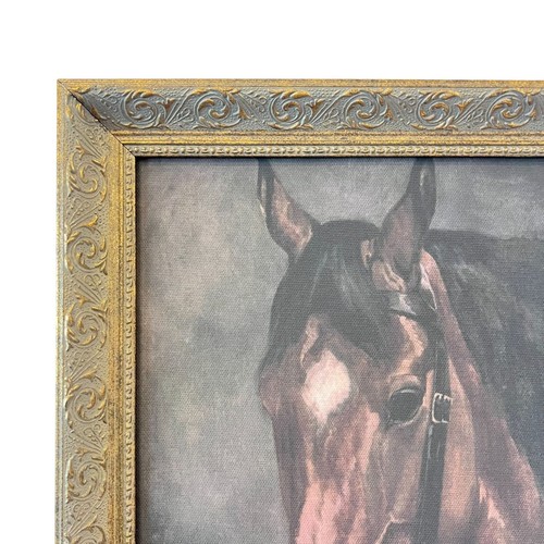 Framed Timeless Horse Canvas Reprint W/ Ornate Gold & Blue Frame Equestrian Art - Picture 2 of 9