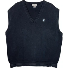 Munsingwear Men’s XL Navy Cotton Sweater Vest BMW Logo Vintage USA Made