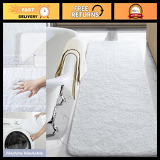 Non-Slip Bath Rug Runner 24x70 Inch, Soft White Bathroom Mat, Quick-Dry, Machine