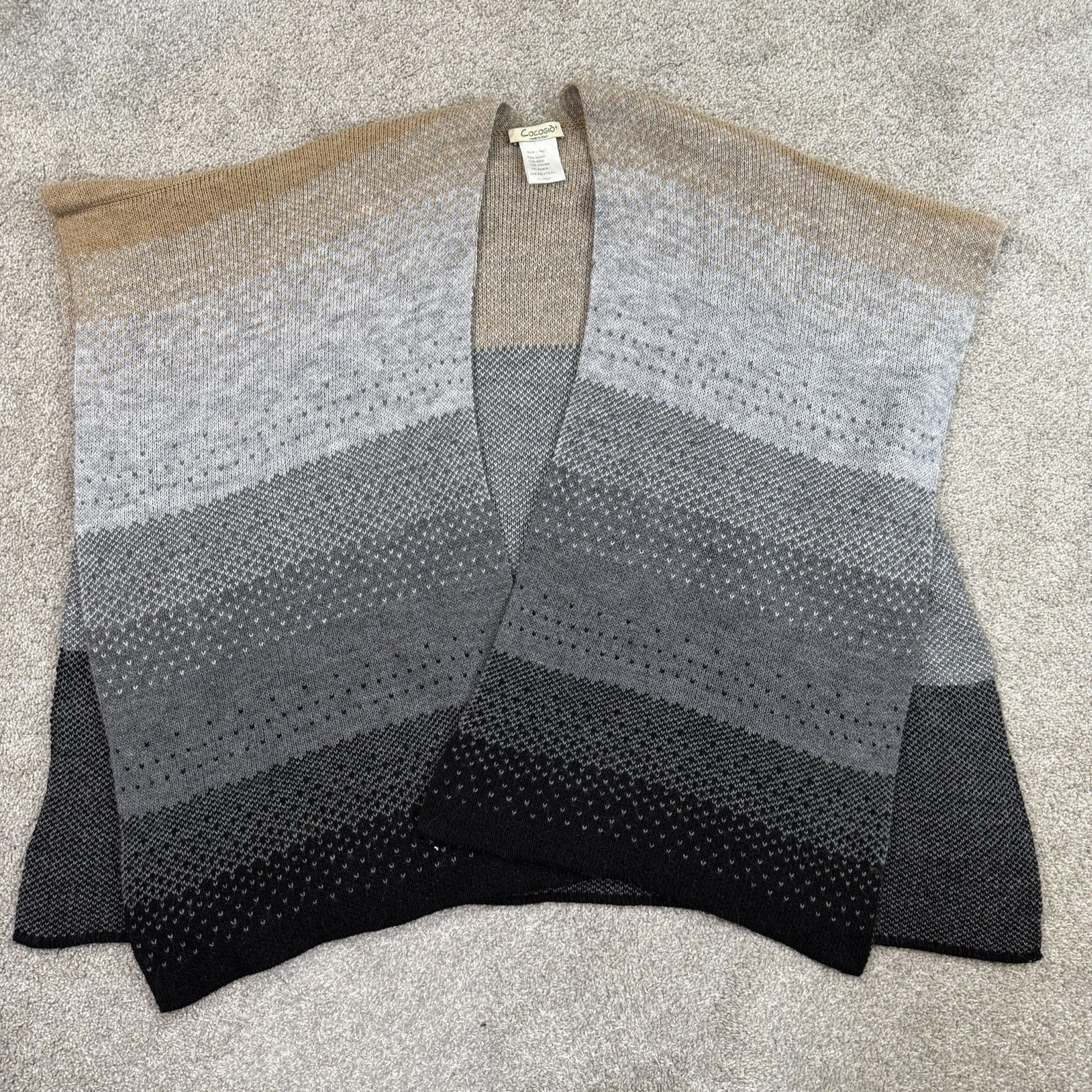 Cocogio Open Front Knit Poncho Sweater Multicolor Alpaca Wool Blend Italy