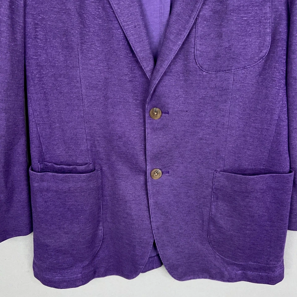 Blazer Q by Flynt Para Hombres 40R Púrpura Dylan Algodón Lino Dos Botones Abrigo Deportivo Tejido Foto 3 de 4