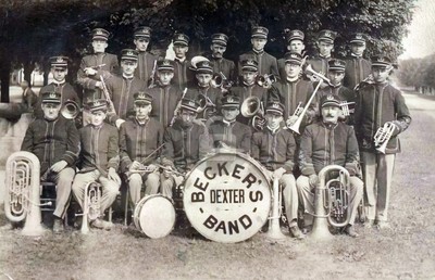 Dexter MI Michigan Becker�s Band c1910 RPPC Photo Postcard COPY