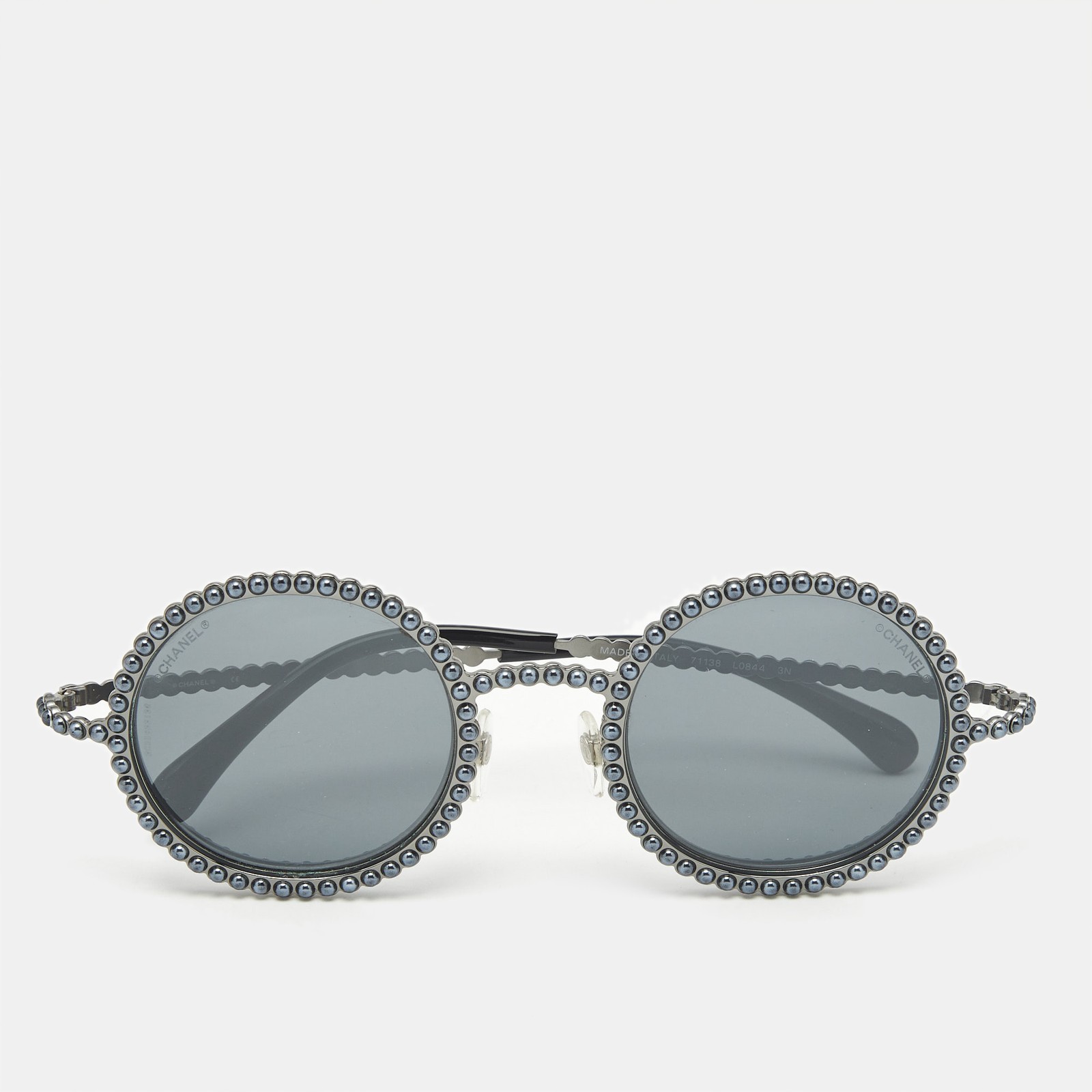 Chanel Grey Blue 71138 Pearl Round Sunglasses with Stylish Design
