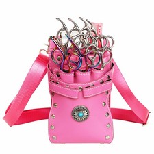 Hairdresser Waist Bag Shear Holder, 7-Slot Hairstylist PU Leather Barber Scis...