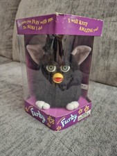 1998 ULTRA RARE Original Furby 1998 Black Witch's Cat Rare Black Thread On Foot