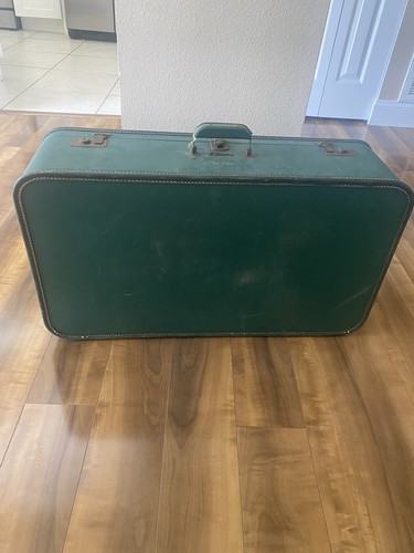 Vintage Lady Baltimore Green Hard Case Suitcase Starline Mid Century Modern Deco