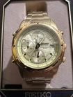 New Unworn 90s Vintage ALARM CHRONOGRAPH Watch SEIKO Gold 7T32-6M59