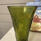 Vintage Indiana Glass Green Harvest Grapes Footed Vase 7.5” Tall Pressed Glass — photo 3