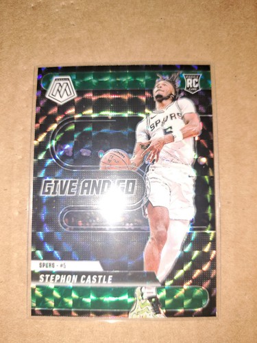 2024-25 Panini Mosaic Stephon RC Castle Give and Go Green Mosaic Spurs #6