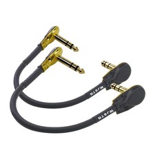 WJSTN 1/4 inch Right Angle TRS Stereo Dual Channel Guitar 4 inches, black