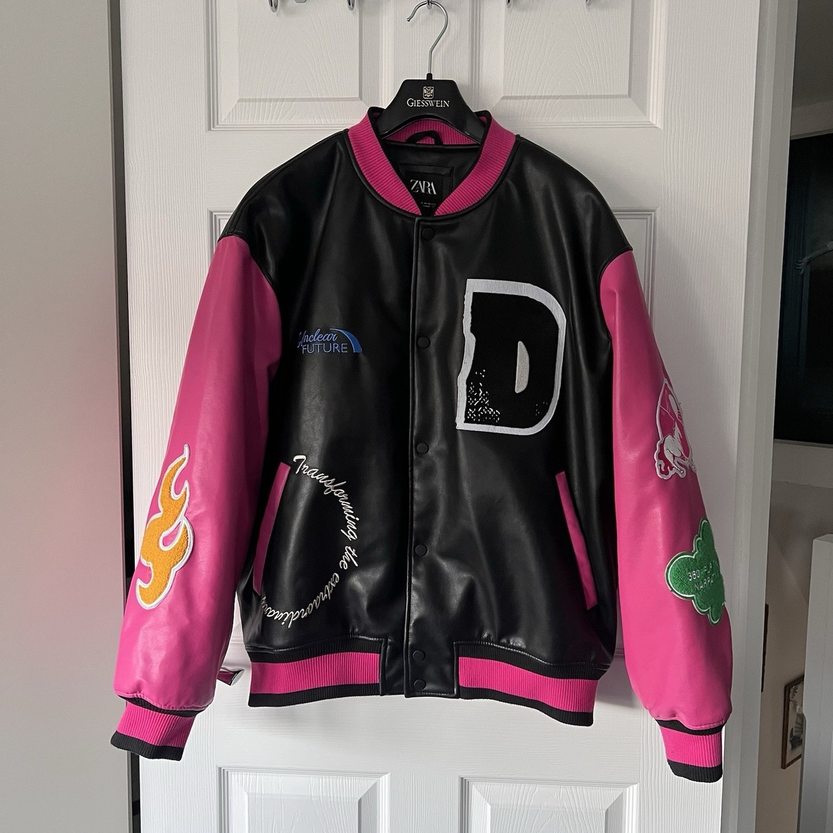 Bomber Jackets Pink And Black Letterman Jacket Mens Jacket Black