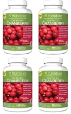 4 PACK - Trunature CRANBERRY 650mg, 140 Vegetarian Capsules one per day 12/2026