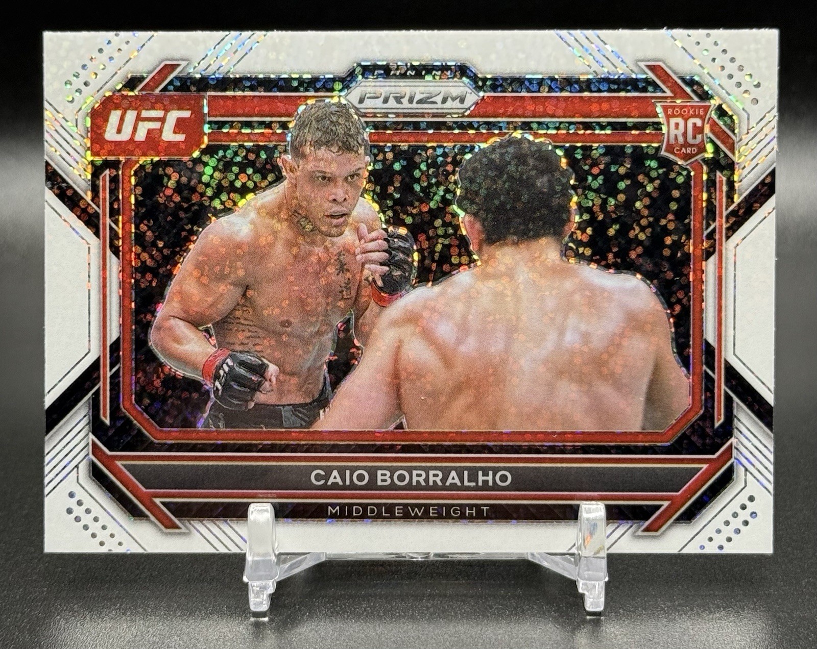 2023 Panini Prizm UFC #68 Caio Borralho (RC) White Sparkle Prizm SSP