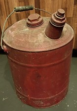 VTG Gas Can w/Spout & Wood Handle Rustic Decor 1940-50's Era