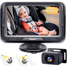 Rohent Baby Car Camera HD 1080P - Rear-Facing Infant Monitor with Night Visio...