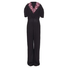Prada Pink Sable Pink Jacquard Wool Knit Pleated Jumpsuit Women Black Size 38