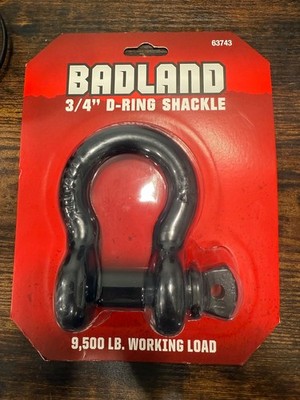 Badland 3/4'' D-Ring Shackle - Black 9,500 lb Load 63743 NEW