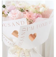 20 Sheets Flower Wrapping Paper Waterproof Floral Bouquet I Love You Thousand