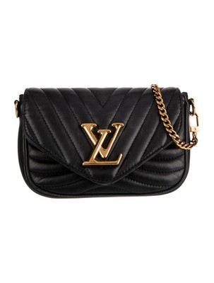 Louis Vuitton New Wave Multi Pochette Gold Hardware Crossbody Black Leather