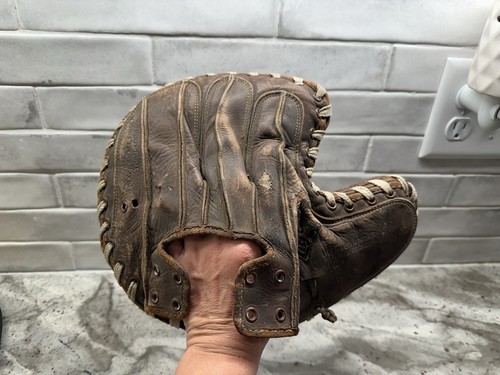 Vintage 1940s MacGregor Goldsmith Leather Baseball Glove Catchers Mitt - Picture 20 of 20