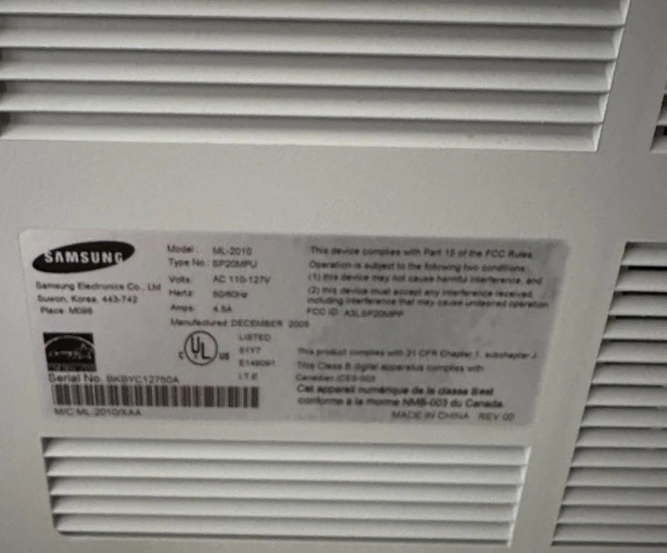 Samsung ML-2010 Standard Laser Printer TESTED Works Page Count 3419 See Pics - Image 4 of 4
