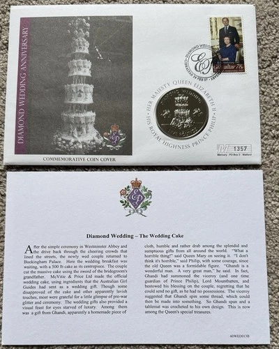 2007 Jersey Wedding Cake £5 Coin FDC QEII Diamond Wedding. Info Card