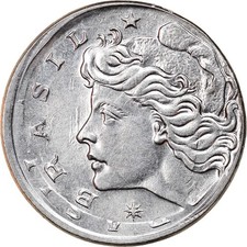 [#840196] Coin, Brazil, 10 Centavos, 1975, Double struck, AU(50-53), Stainless S