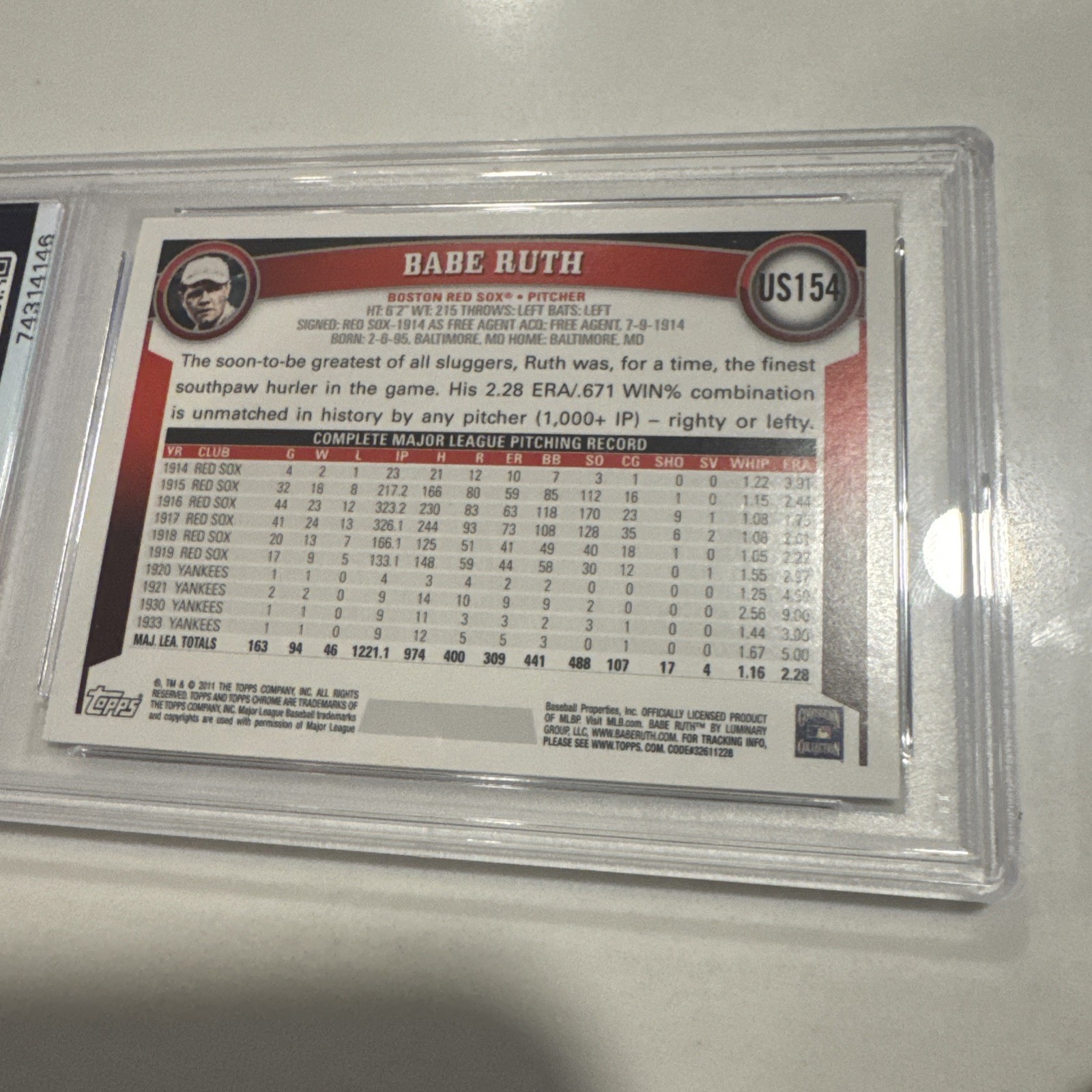 2011 Babe Ruth Topps Update #US154 Diamond Anniversary PSA 10 💎 GEM MINT SOX view 8