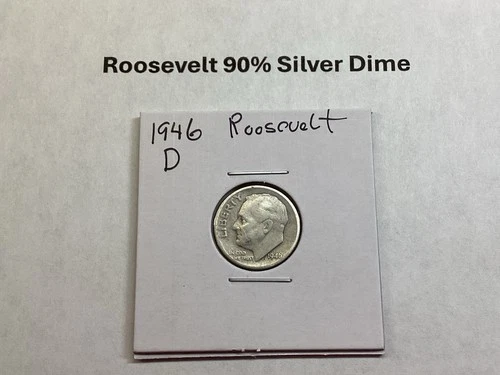 1946 D Roosevelt 90% Silver Dime from Denver Mint with 90% Silver 090325 73r