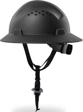 Real Carbon Fiber Hard Hat Full Brim Safety Helmet ANSI 6-Pt Strap Vented NEW