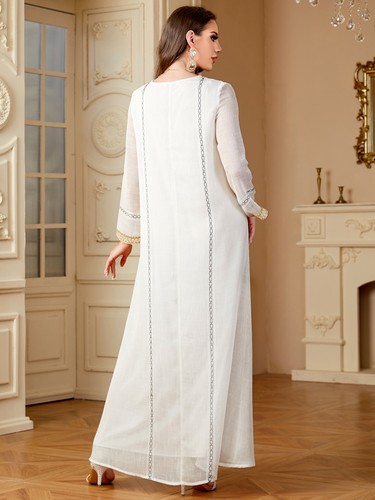 Vestido Largo Dubai Abaya Musulmán Maxi Bata Mujeres Caftán Bordado Vestido Baile de graduación Fiesta - Imagen 17 de 19