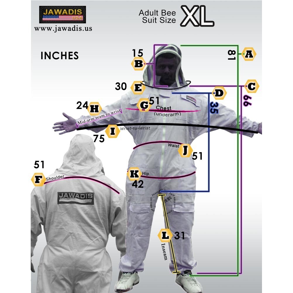 Jawadis Premium Beekeeper Suit Bundle – XL Gloves, Hive Tool & Brush Included