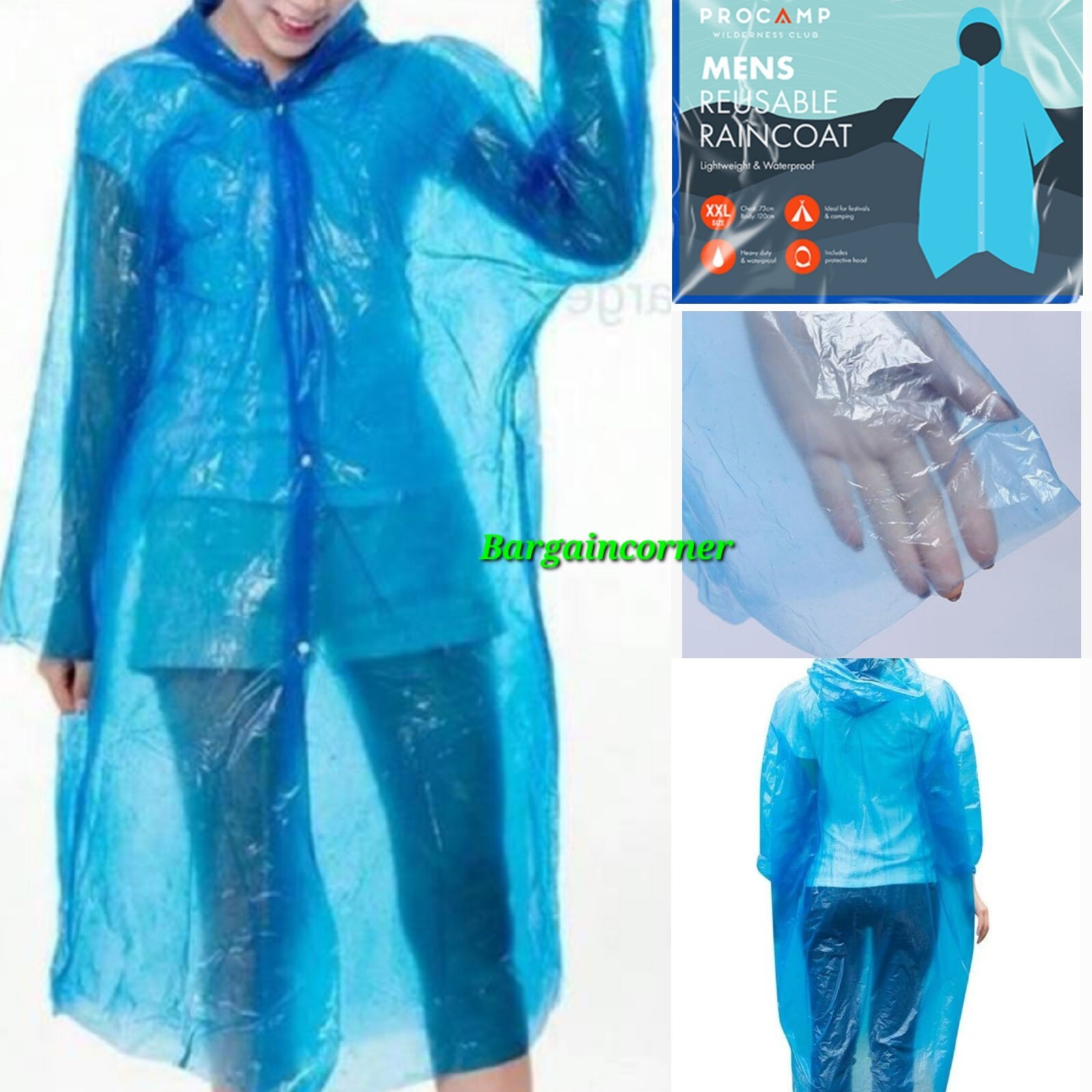 Raincoat Adult Unisex (GM) Hooded Raincoat Lightweight & Portable Button Front-image