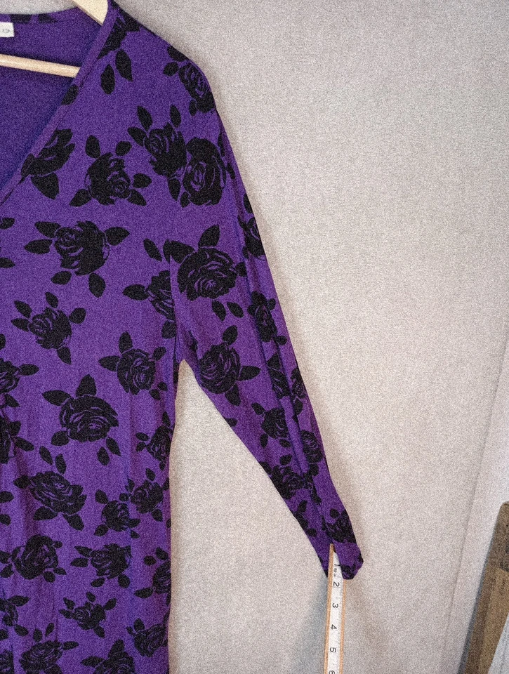 Adini Top/Short dress Tunic Purple Black Womens L2 16-18 Soft Jersey Casual Cosy - Image 4 of 4