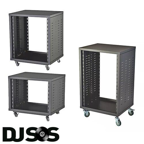 19" Rack 8U, 12U, 16U Open Universal Server Cabinet with Wheels, Black - Picture 1 of 4