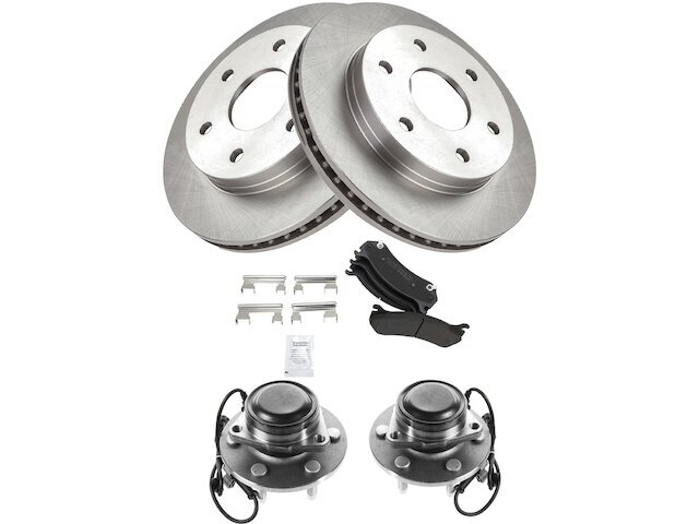 Front Brake Pad and Rotor and Wheel Hub Kit fits Sierra 1500 1999-2004 22NCJN