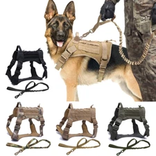Military Tactical Pet Dog Harness No Pull Heavy Duty MOLLE Training Service Vest