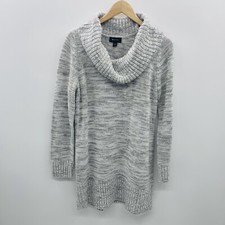 AB Studio Womens Size Large Marled Cowl Neck Long Sleeve Sweater Dress in Gray