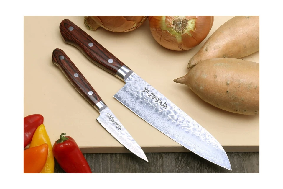 Yoshihiro VG10 16 层锤子大马士革不锈钢日本厨师刀 San... — 第 2/4 张图片