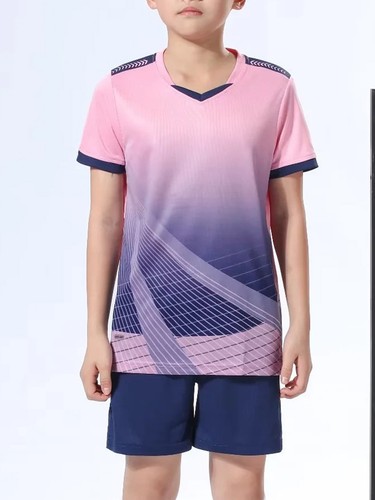Unisex Kids Boys Football Uniform Gradient Color T-shirt With Shorts Sports - Picture 31 of 79